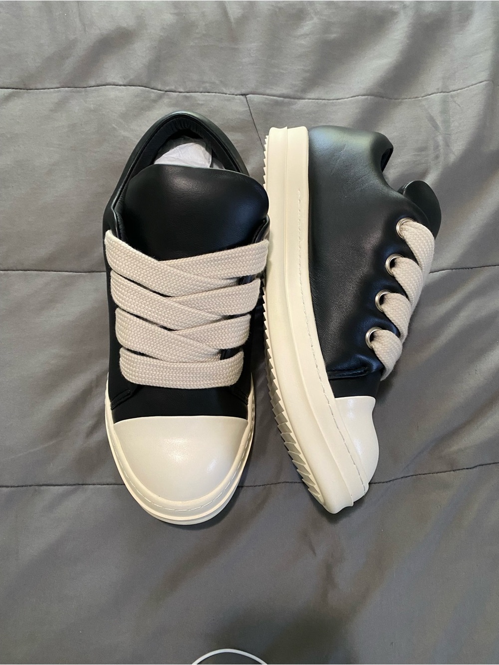 Rick Owen Leather Jumbo Lace  Puffy Tongue Shoes